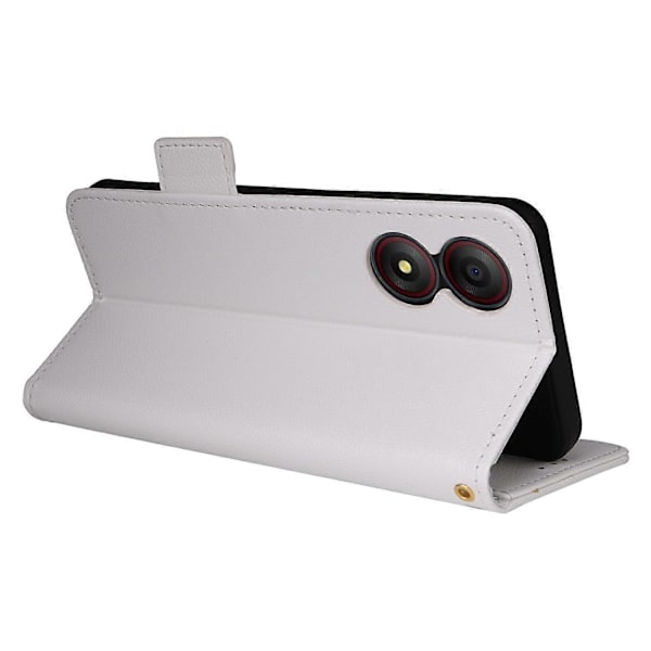 Læder Litchi tekstur cover med magnetisk lukning til ZTE Blade A34 telefon - Grå Multicolor White