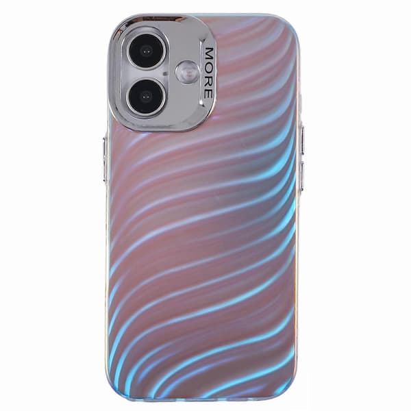 Til iPhone 16 Plus Cover Silikone+PC IMD Laser Tekstur Mat Telefon Cover- Multicolor AK6