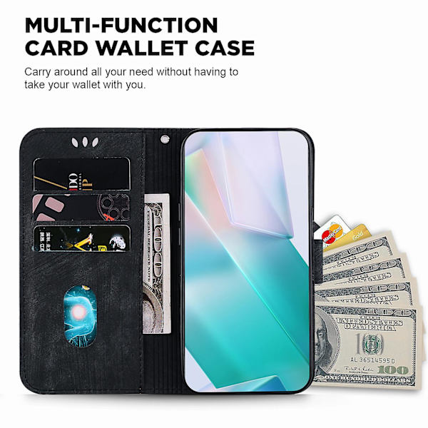 Pu Läder Magnetic Flip Phone case För Samsung Galaxy A33 5g, Stativ Plånboksmönster tryckt cover Black