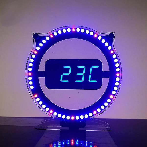 Kitten Clock Creative Diy Kit Night Light Clock (röd digitalt rör)