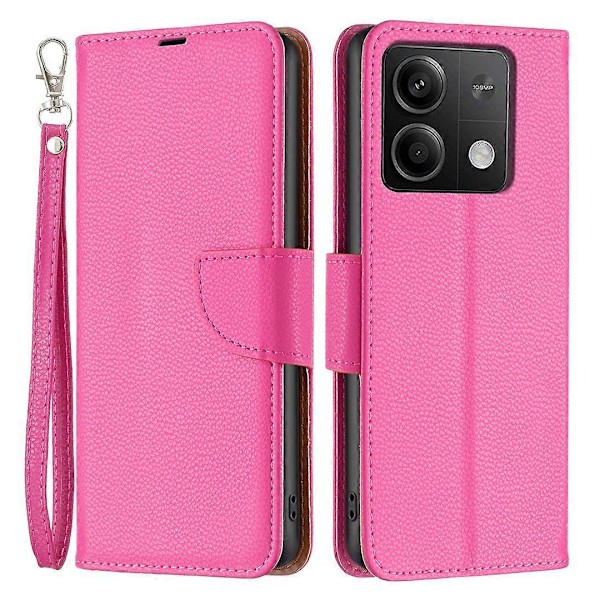 Plånboksfodral i PU-läder med Litchi-textur för Xiaomi Redmi Note 13 5G Multicolor Rose