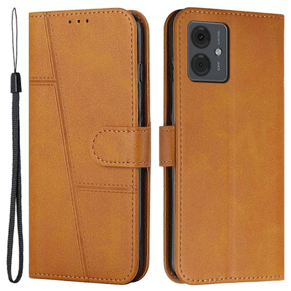 Til Motorola Moto G14 4G Etui Kalvetekstur Stødsikkert Wallet PU Læder Stand Telefon Cover Multicolor Style F
