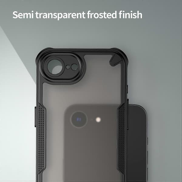 Hybrid frostet bakdeksel til iPhone 16e Multicolor Black