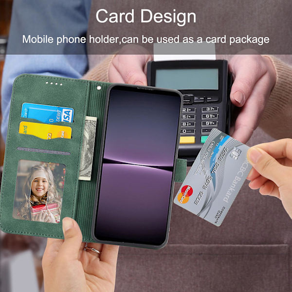 Telefon Cover Til Oppo Reno10 Pro+ 5g, Linjer Præget Pu Læder Wallet Flip Stand Case Green