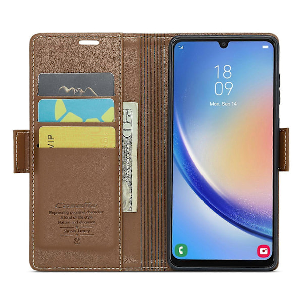 CASEME 023-serien Plånboksfodral med Ställ för Samsung Galaxy A34 5G PU Läder RFID-skydd Mobilskal Multicolor Style D
