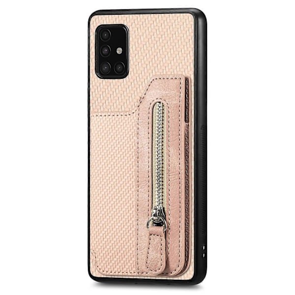 Til Samsung Galaxy A51 5G SM-A516 Etui Læder+PC+TPU Lynlås Pung Telefon Cover - Grøn Multicolor Apricot