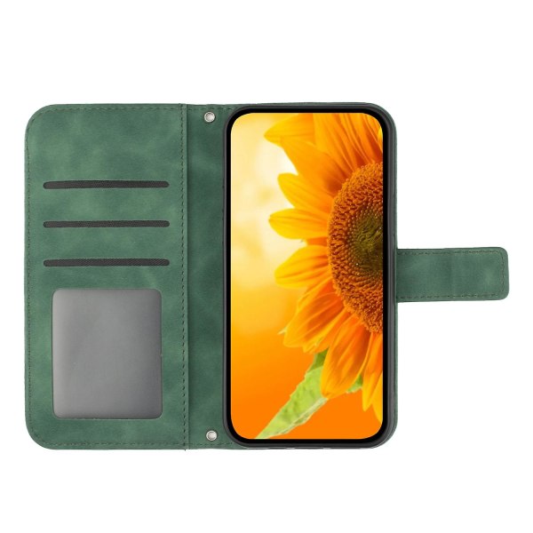 Ht04 Anti-dropp phone case för Motorola Edge+ (2023) / Moto X40 5g / X40 Pro 5g, Solrospräglat läderställ Plånbok Anti-Scratch cover Dark Green