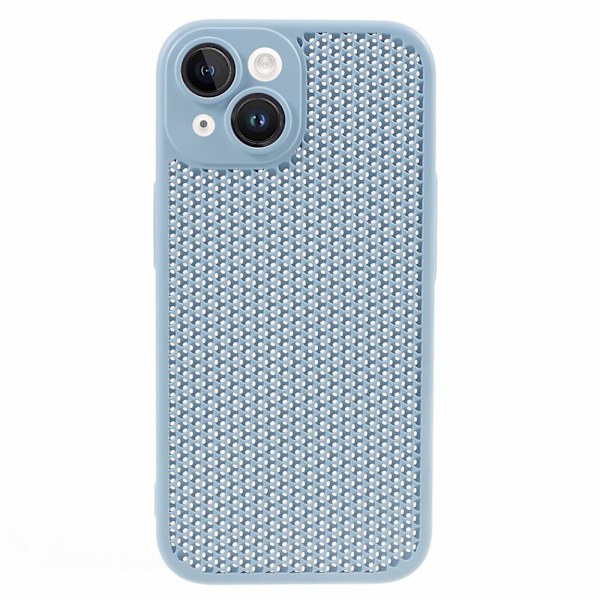 For Iphone 14 Hul Varmeavledning Deksel Anti-ripe PC Telefondeksel Med Linsefilm Cyan