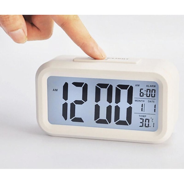 Smart Clock Temperatur Lazy Snooze Väckarklocka Mute Bakgrundsbelysning Elektronisk klocka Creative Digital Clock Gift (vit)