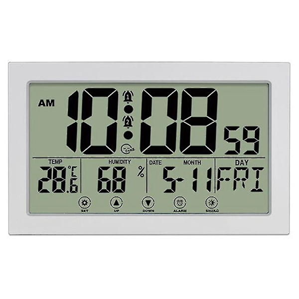 Pekskärm Digital Väggklocka Mute With Snooze Mode Ljusande Stora Tecken Med Calendar Suita