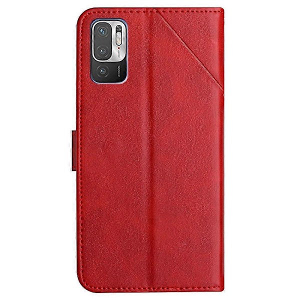 Ridsefast Solid Farve Stribe Læder Telefon Etui Wallet Shell til Xiaomi Redmi Note 10 Multicolor Style D