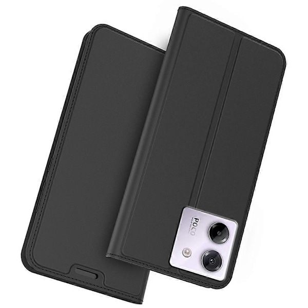 Xiaomi Poco M7 Pro 5G -kotelo PU-nahkaa, korttipidike, jalusta ja magneettisuljin Multicolor Black