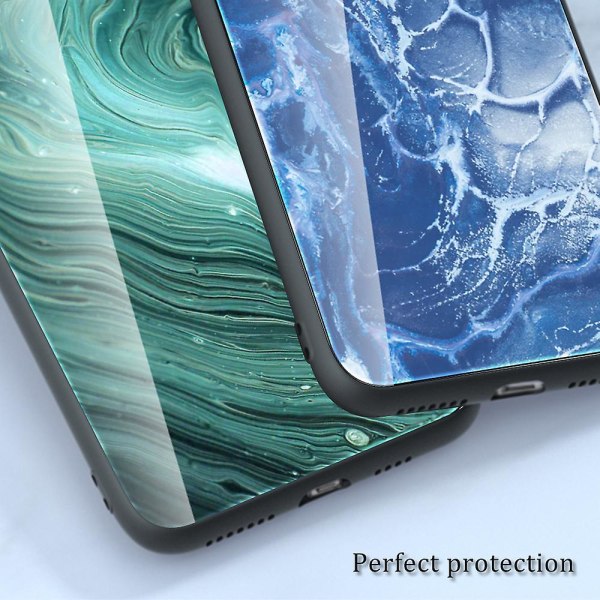 For iPhone 15 Pro Max Marmormønster Støtsikkert Deksel Herdet Glass+pc+tpu Telefondeksel DL02