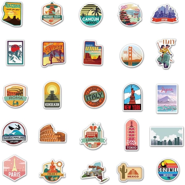 Nya 50 ark Vintage Outdoor Travel Stickers Vinyl Tourism Decal Mer
