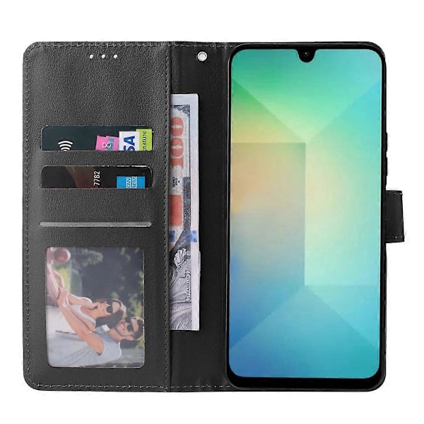Til Samsung Galaxy A26 5G Etui Wallet Stand View PU Læder Telefon Cover- Multicolor Black