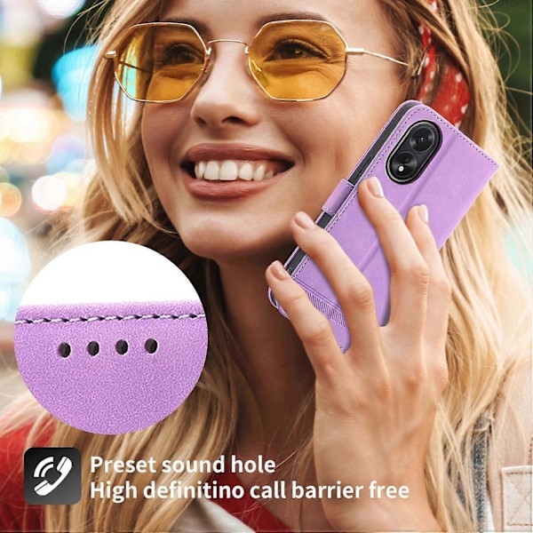 DIERFENG DF-03 Fodral för Oppo A38 4G, Präglat Telefonställ Skydd Magnetisk Plånbok Multicolor Style D