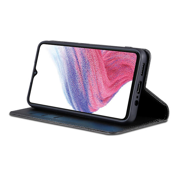 Azns Pu Läder Phone case För Samsung Galaxy A04e 4g, Stativ Magnetic Absorption Flip Cover Black