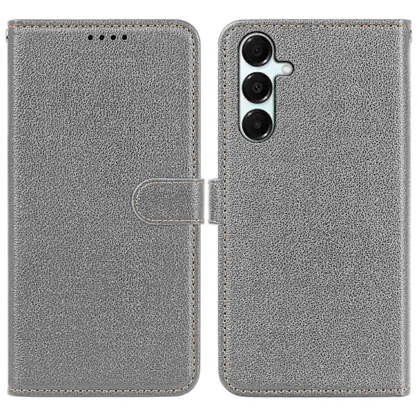 Læderetui med Litchi-tekstur til Samsung Galaxy A56 5G/A36 5G, pung med RFID-blokering - Multicolor Grey
