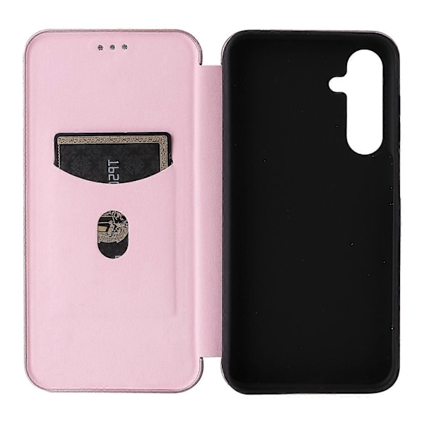 Etui til Samsung Galaxy M35 5G med kortholder, kulfibertekstur, læder mobiltelefoncover Multicolor Style B