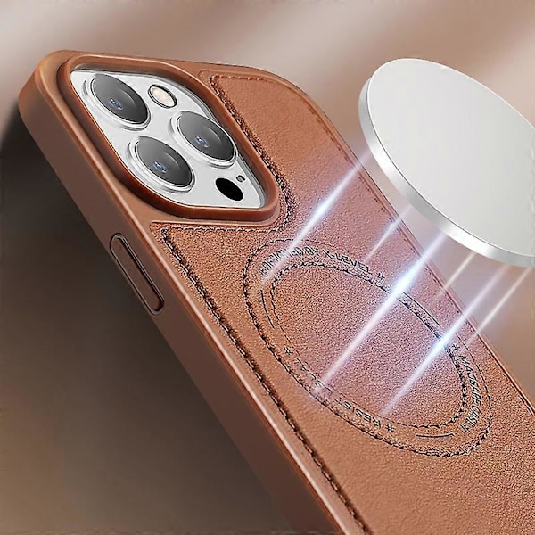 X-LEVEL För iPhone 15 Pro PU Läderbelagt TPU+PC Mobilskal Anti-Rep Magnetiskt Skydd Multicolor Style C