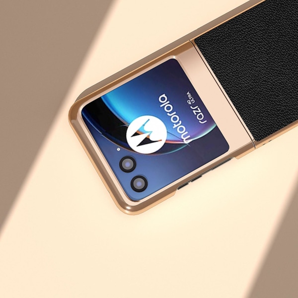 Äkta koläder + PC- cover till Motorola Razr 40 Ultra 5g, nanogalvaniserat phone case Black
