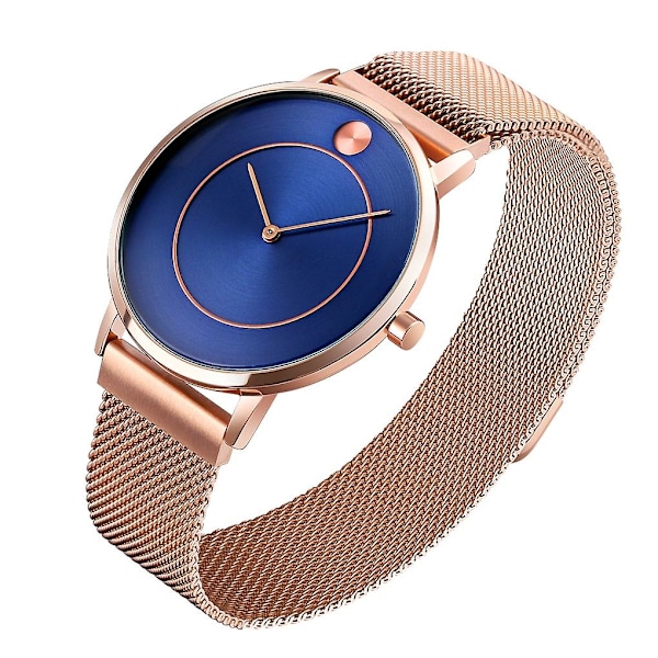 Skmei 9197 Simple Quartz Watch For Dam Rose Gold Blue Rose Gold Blue