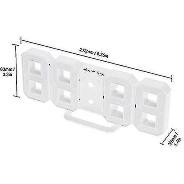 Dhrs 3d led väggklocka, modern digital väckarklocka 24 eller 12 timmars display