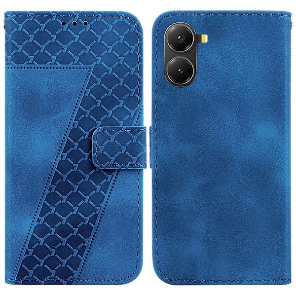 Til Xiaomi Poco X7 Pro 5G/ Redmi Turbo 4 5G Stand Case 7-Formet Mønster Præget Læder Telefon Cover Multicolor Dark Blue