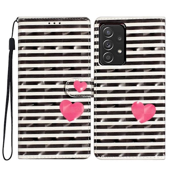 För Samsung Galaxy A53 5G Fodral Ställfunktion PU Läder 3D Mönstertryck Telefonskal Multicolor Style E