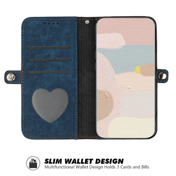 För Samsung Galaxy S23 Fe Plånbok Pu Läder Cover Stativ Case med rem Sapphire