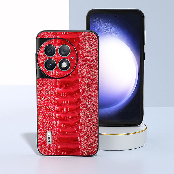 Abeel For Oneplus Ace 2 Pro 5g Stötsäkert Crocodile Texture Cover äkta koläderbelagd Pc+tpu phone case Red