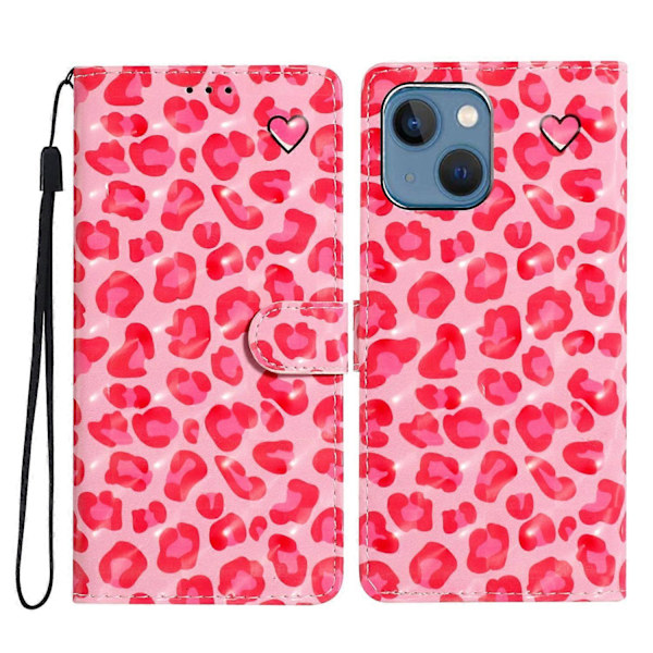 PU Læder Etui med 3D Mønster og Pung til iPhone 15 Multicolor Style E