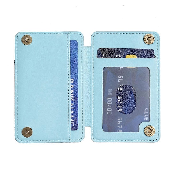 BFK05 3D Rhombus -kuvioinen itseliimautuva puhelimen takakorttiteline PU-nahkainen korttilaukku - Vihreä Multicolor Blue