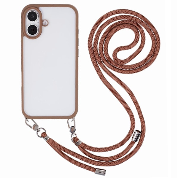 Skal till iPhone 16 TPU+PC Kristallklart Baksidesskydd med Snodd Multicolor Style D