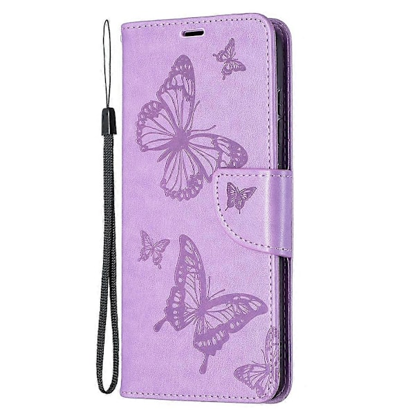Imprint Fjäril Plånbok Läder Ställ Fodral för Samsung Galaxy S21 FE 5G Multicolor Style F