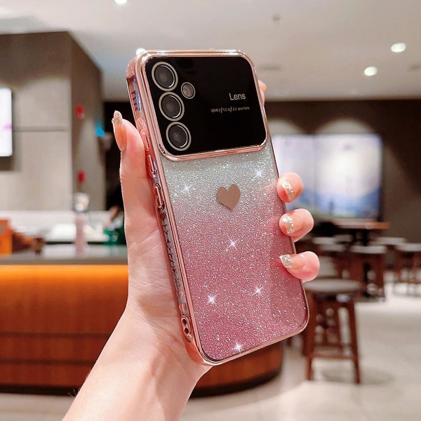 För Samsung Galaxy A54 5g phone case Gradient Glitter Powder Electroplating Edge Tpu Cover Pink