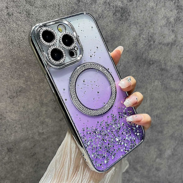 Magnetiskt skal för iPhone 13 Pro, skyddande TPU+PC glitterfodral Multicolor Style A