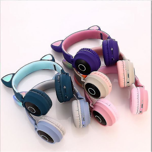 Trådløse katteøre-hodetelefoner Bluetooth-headset for barn og voksne, rosa