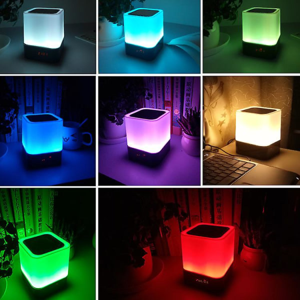 Natlampe Bluetooth Højttaler, 5 I 1 Touch Kontrol Sengelampe Dæmpbar Multi-farve Skiftende, Vækkeur til Soveværelse, Bedste Fødselsdagsgave Ideer Til 10 1
