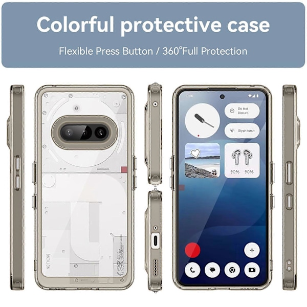 Skal för Nothing Phone (3a) TPU+Akryl Skyddande Transparent Mobilskal Multicolor Transparent Grey