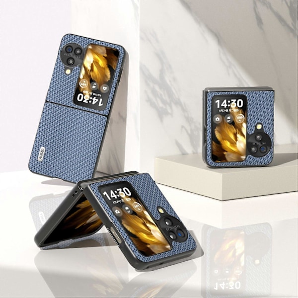 Oppo Find N3 Flip 5G PU-nahkapäällysteinen PC-kotelo hiilikuitukuvioinen suojapuhelinkotelo Multicolor Style D