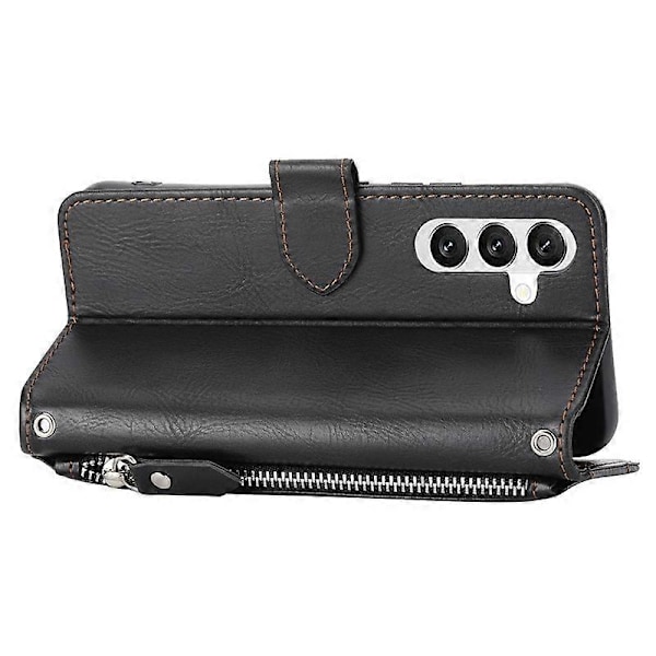 Til Samsung Galaxy S23 FE Etui Lynlås Pung PU Læder Støtteben Mobiltelefon Cover med 2 Stropper Multicolor Style F