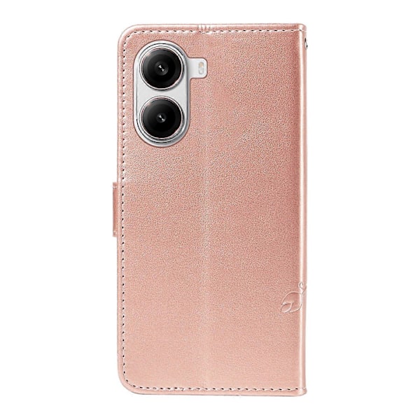 PU-læderetuier med blomstermønster, tegnebog og stativ til Xiaomi Redmi Turbo 4 5G/Poco X7 Pro 5G Multicolor Rose Gold