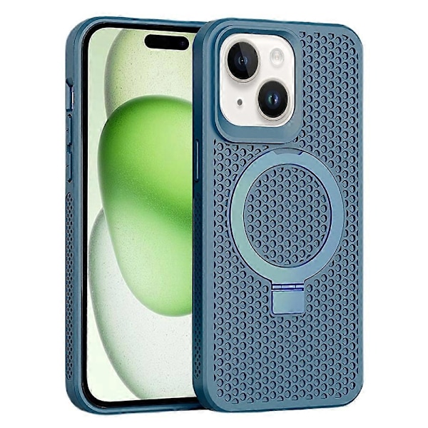 Andningsbart värmeavledande telefonfodral med stativ, gummerad TPU magnetiskt skal för iPhone 15 Plus Multicolor Style B
