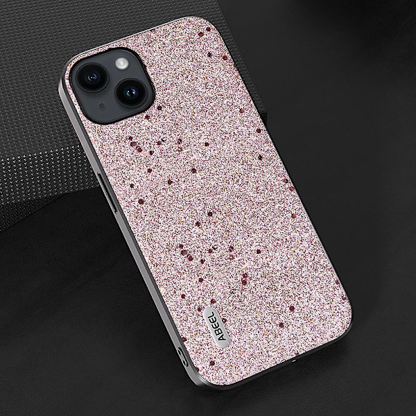 Till Iphone 15 Glitter Phone case Pu Läderbelagd Tpu Anti-Scratch cover Pink