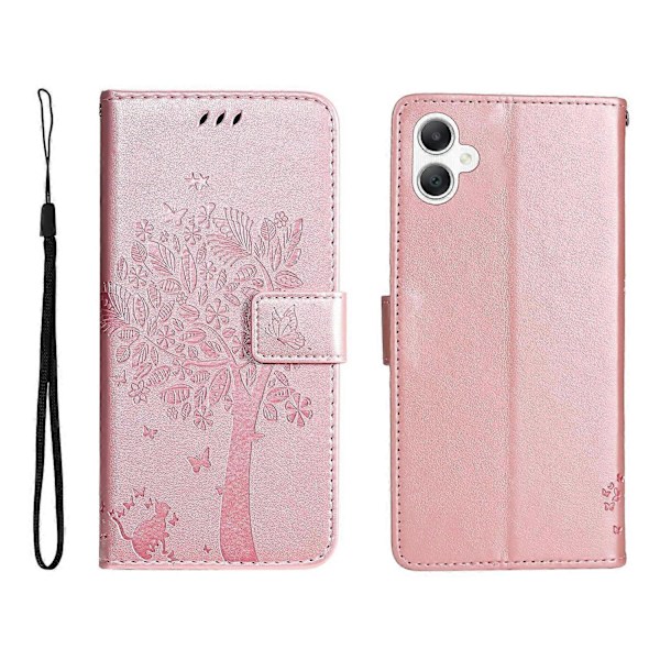 KT Imprinting Flower Series-3 Fodral för Samsung Galaxy A06 Katt Träd Mönster Flip Läder Telefonskydd Multicolor Style L