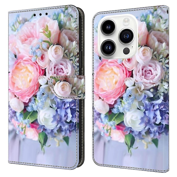För iPhone 15 Pro Fodral 3D Mönstertryck Läder Plånboksfodral Multicolor Style N