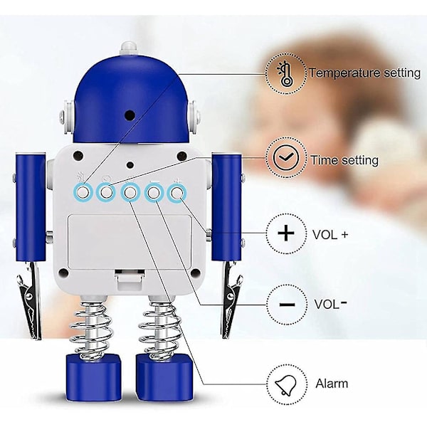 Robot Smart Digital Temperatur Display Skrivbordsklockor Med Snooze Sovrum För Barn Present (grön)