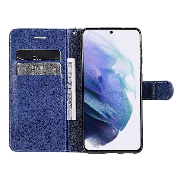 KT Leather Series-2 Lommebok Stativ Design Anti-Ripe TPU+PU Lær Telefondeksel med Praktisk Stropp Multicolor Style D