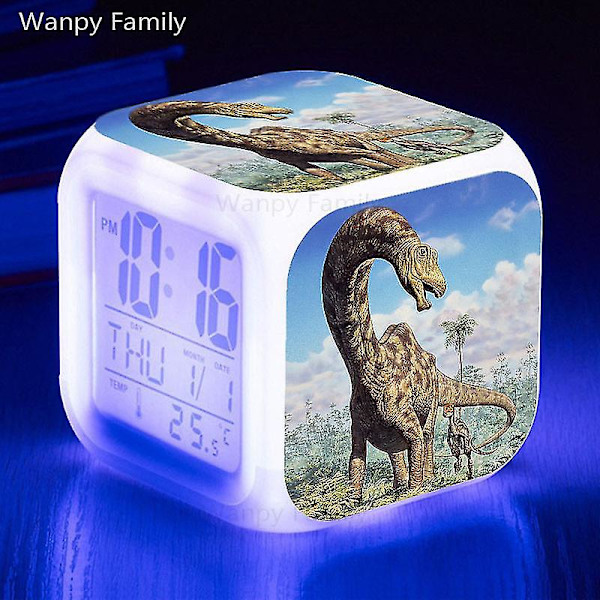 Tyrannosaurus Dinosaurie Väckarklocka 7 färgbyte Multifunktions väckningstimer Barnrum Lysande elektronisk watch Present till barn Pink